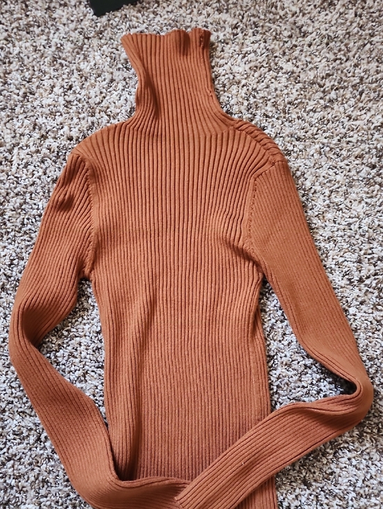 SHEIN Sweaters - SHEIN Ribbed Turtleneck Sweater - Rust Orange